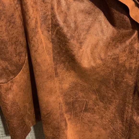 Brown Faux Suede Zip Up Moto Style Shirt Jacket  Mad Max Apocalypse Vibes XS/Sm - Picture 7 of 16